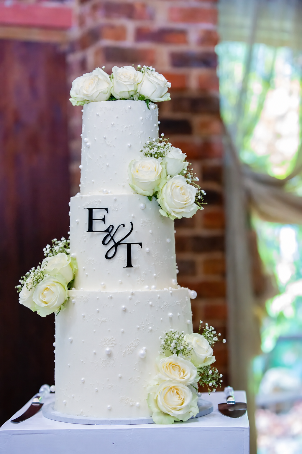 Tall floral wedding cake